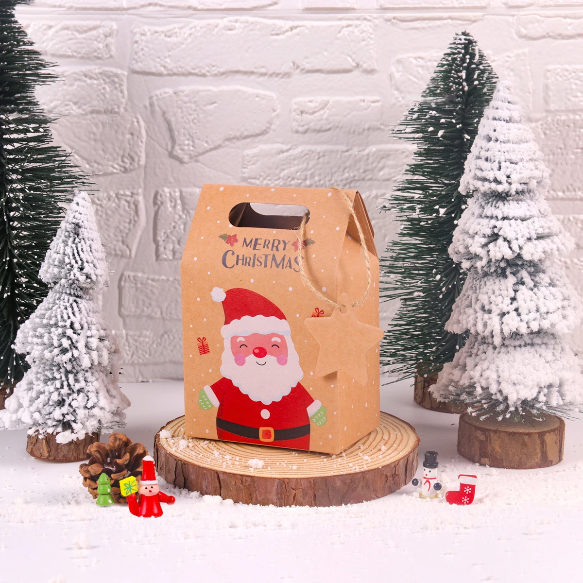 6/12pcs Merry Christmas Kraft Paper Gift Boxes for Candy, Cookies, Party Favors, Santa ... - SKU KPGB1744 - UGI Packaging