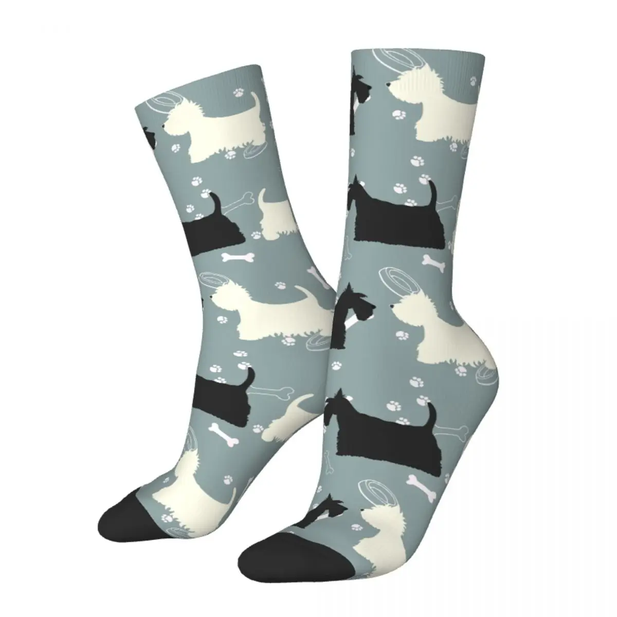 

Scottie And Westie West Highland Terrier Socks Women Dog Socks Harajuku Spring Summer Autumn Winter Middle Tube Stockings Gift