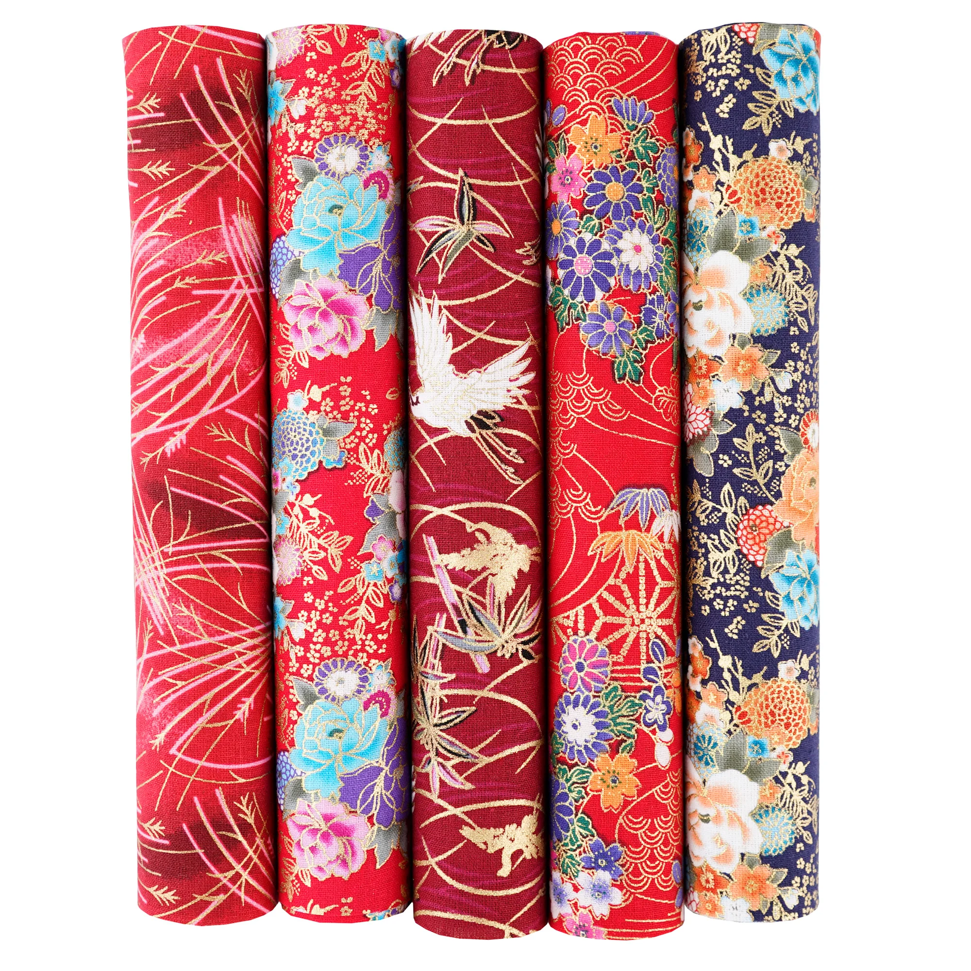 Japanese Cotton Craft Fabric Squares - 5PCS for DIY Patchwork Quilting and Sewing Artistry