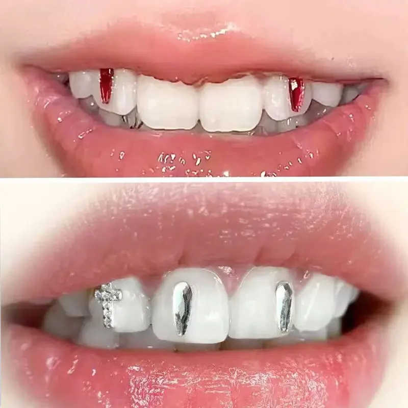 3개/박스 2*6mm 물방울 모양 치아 드릴 크리스탈 보석 DIY 장식 재료 치아 미용 다이아몬드 장식품