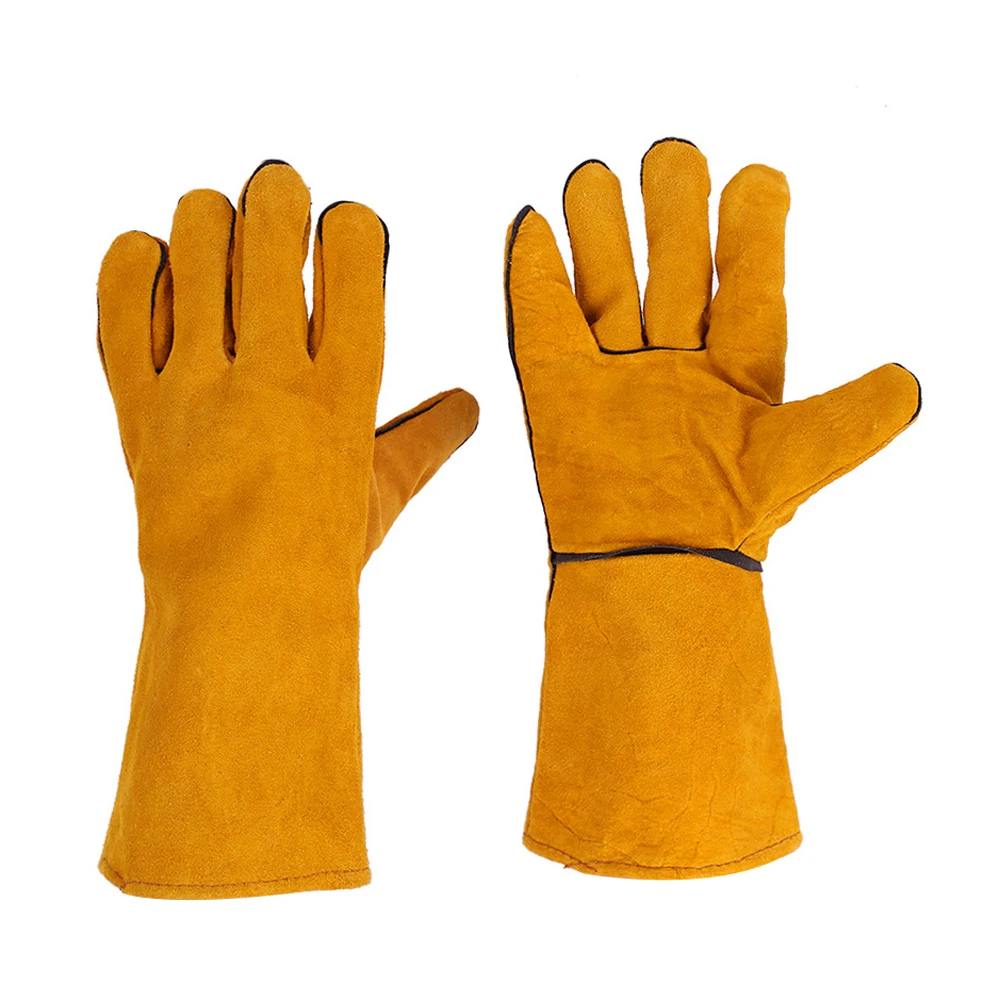 Welding Gloves Heat Insulation Gloves Leather High Temperature Proof Outdoor Camping Picnic Fireplace Handling