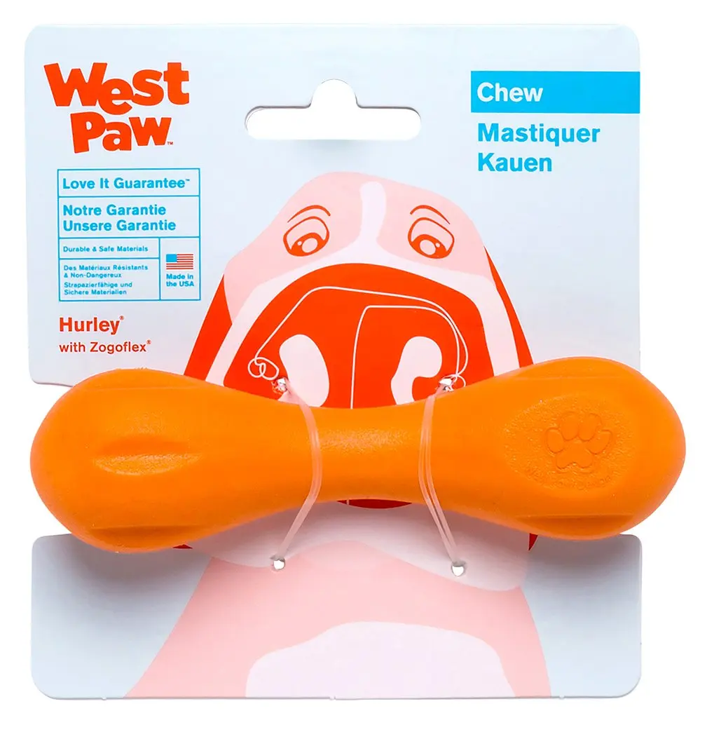 

West Paw Zogoflex Hurley Durable Dog Bone Chew Toy for Aggressive Chewers, 100% Guaranteed Tough, It Floats!,for Strong Chewers