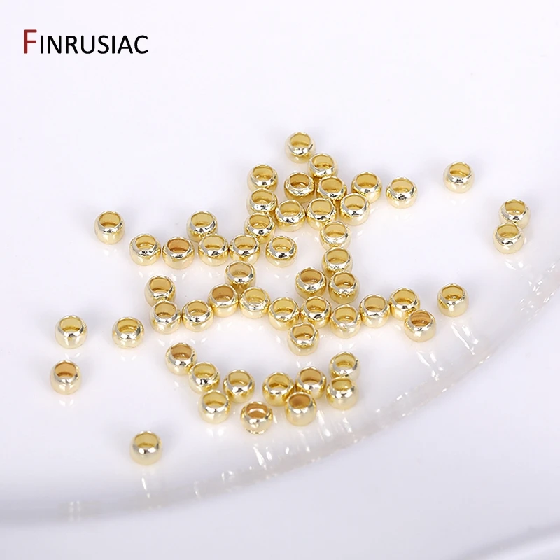 200PCS/lot 14k/18k Gold Plated Crimp Beads, Brass Metal 2mm/2.5mm/3mm Stopper End Beads For Jewelry Making DIY Jewelry Findings