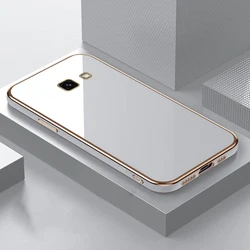 Luxury Square Plating Silicone Phone Case - Ultra Thin 360° Protection Soft Cover for J4 Plus (WHITE)