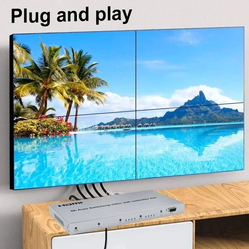 4K 4x4 HDMI 비디오 월 컨트롤러 자동 스위칭 1x2 1x3 1x4 2x2 3x1 4x1 멀티 스크린 모니터 스플라이싱 프로세서 3 4 TV 스플라이서