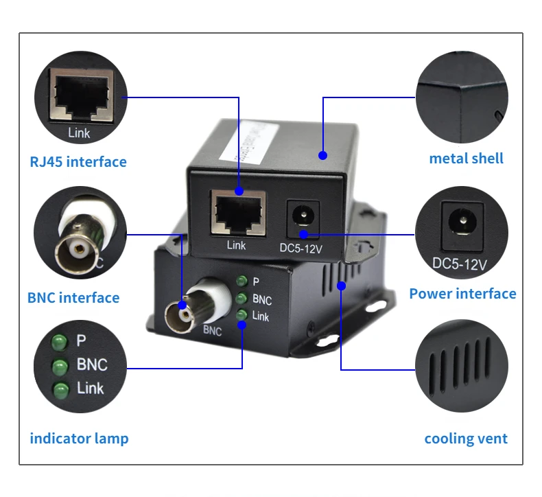 IP Network to Coaxial Extender Transfer from Net Cable Transmission to Coax Line 500M Ethernet Converter for CCTV camera