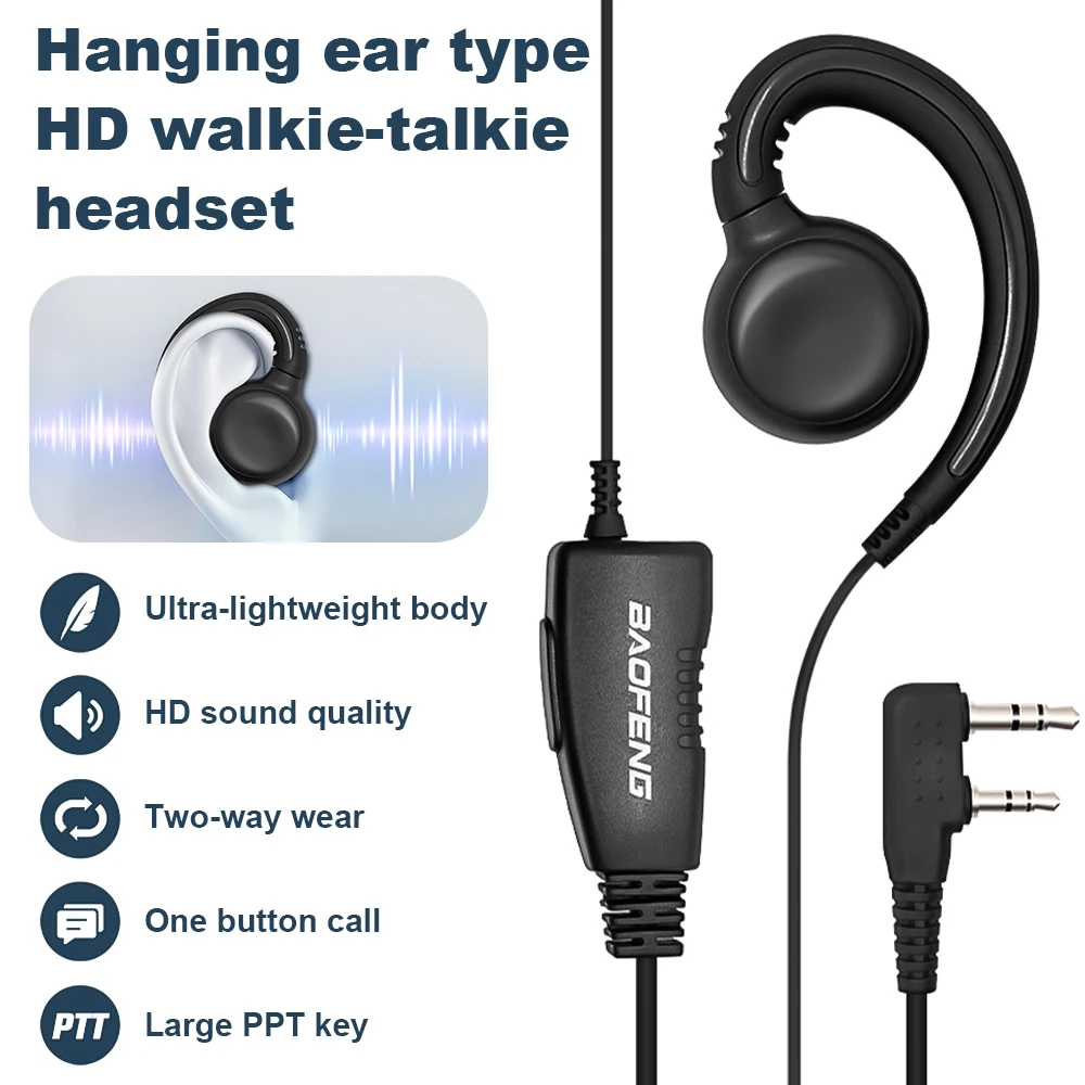 2-Pin-K-type-Headset-Microphone-for-Baofeng-Two-Way-Radio-Earphone ...