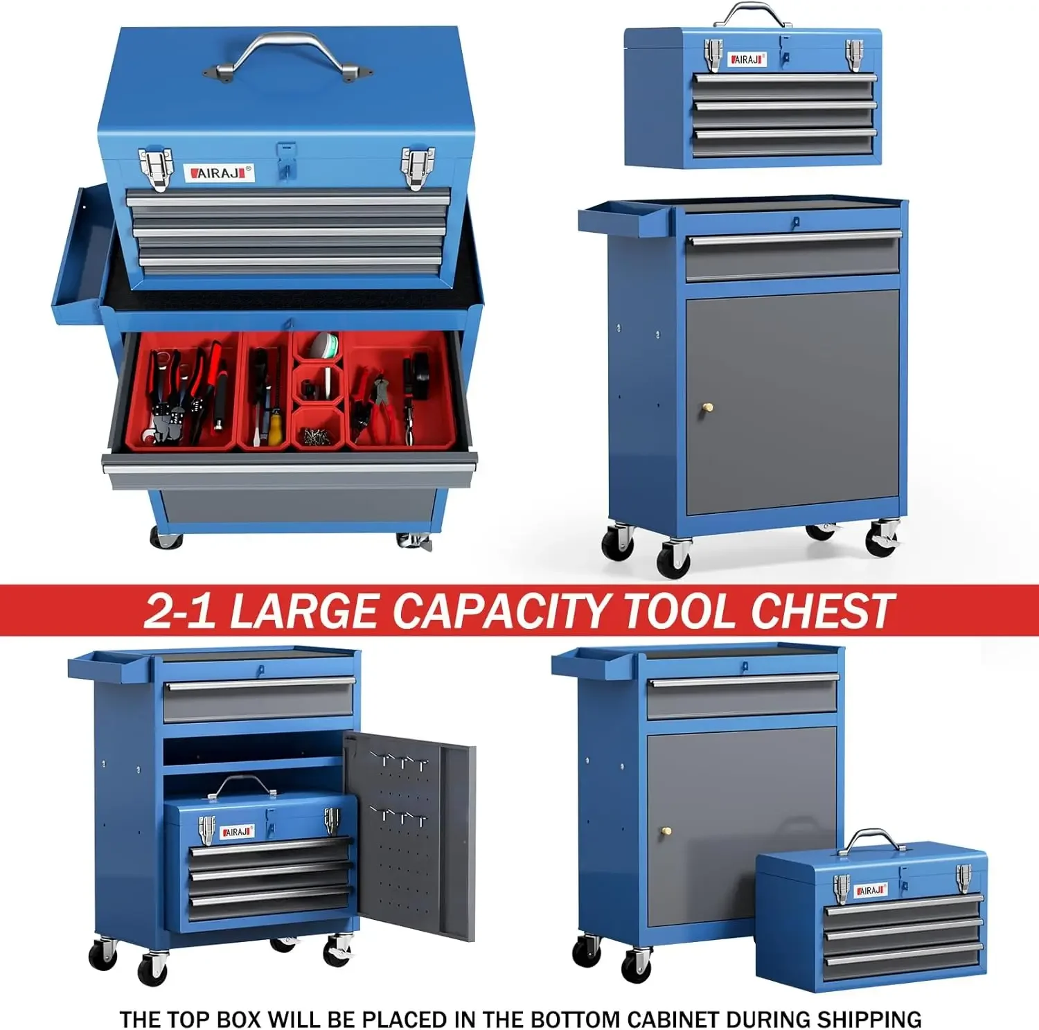 Professional 4-Drawer Rolling Tool Box with Wheels - Portable Tool Chest for Garage Mechanics, Tool Chest for Repair Shop 3