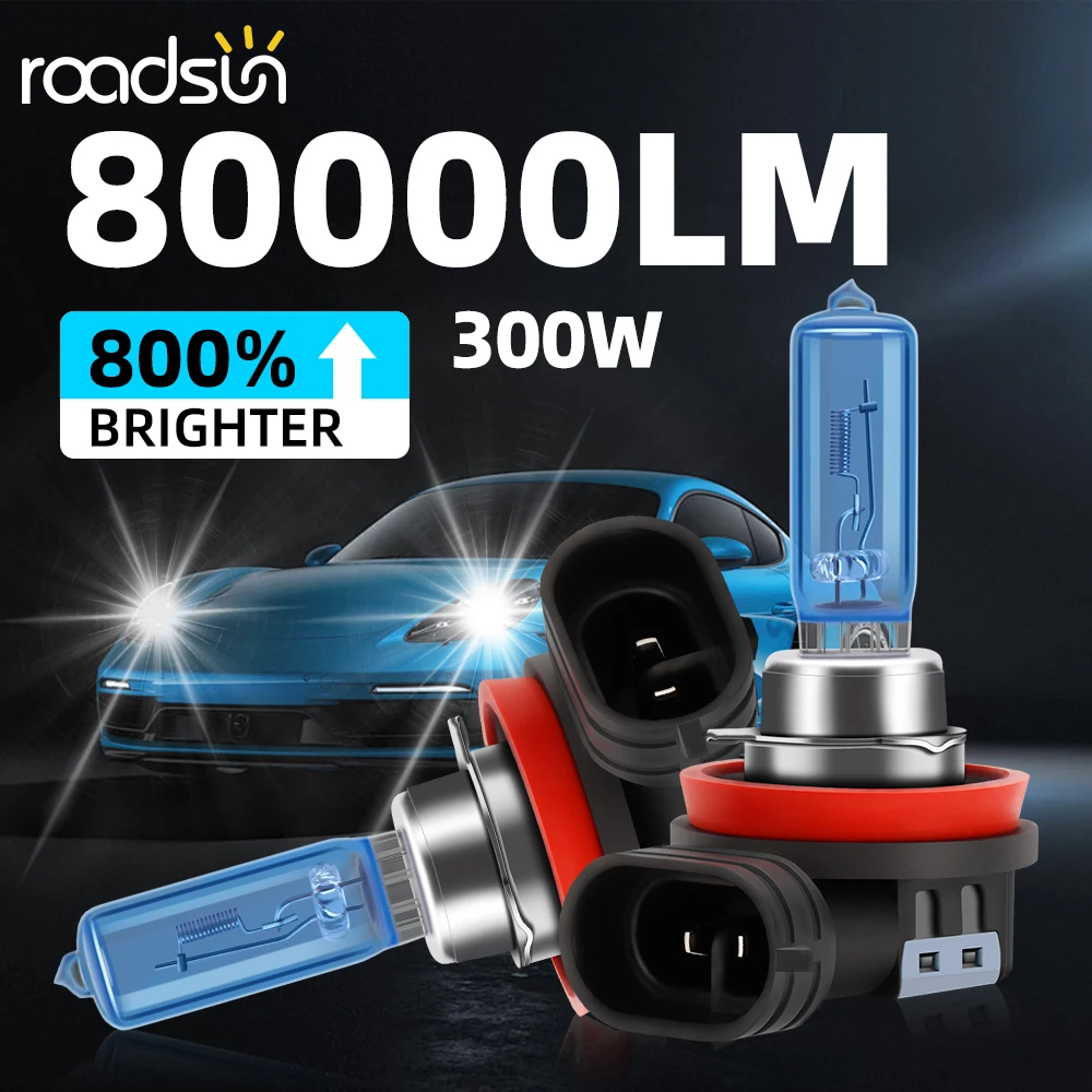 2Pcs โคมไฟซีนอน 80000LM Super Bright หลอดฮาโลเจนไฟหน้ารถ 6000K Super White 12V H1 H4 H7 H11 H13 9005 9006 9012 ไฟหน้าอัตโนมัติ 1