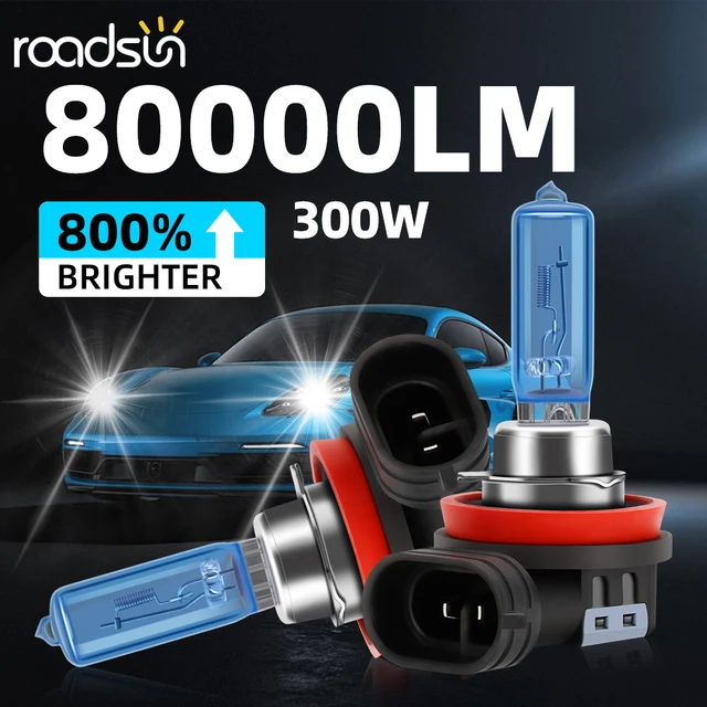 2Pcs โคมไฟซีนอน 80000LM Super Bright หลอดฮาโลเจนไฟหน้ารถ 6000K Super White 12V H1 H4 H7 H11 H13 9005 9006 9012 ไฟหน้าอัตโนมัติ 1