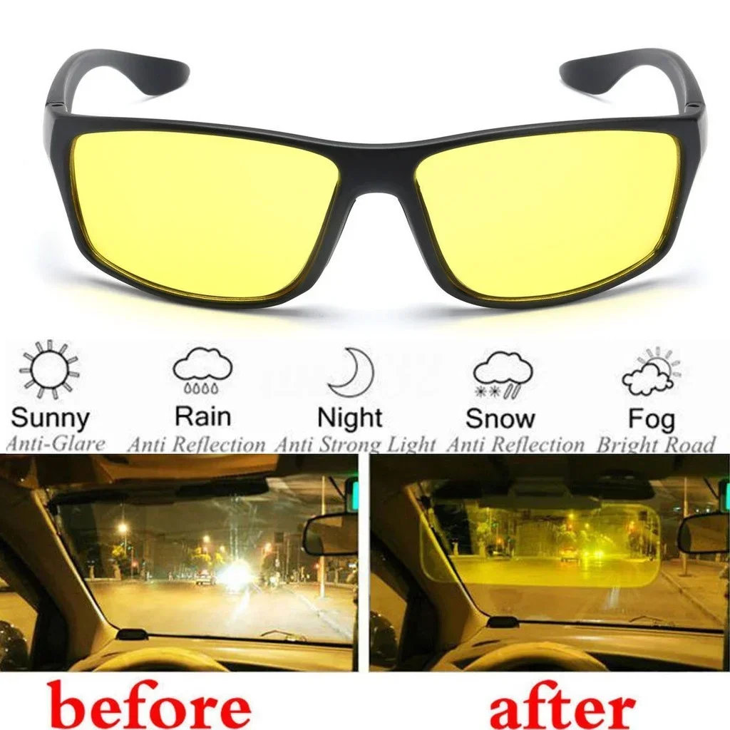 Night Vision Wayfarer Fashion Driving Sunglasses Unisex Yellow Lens Eyewear