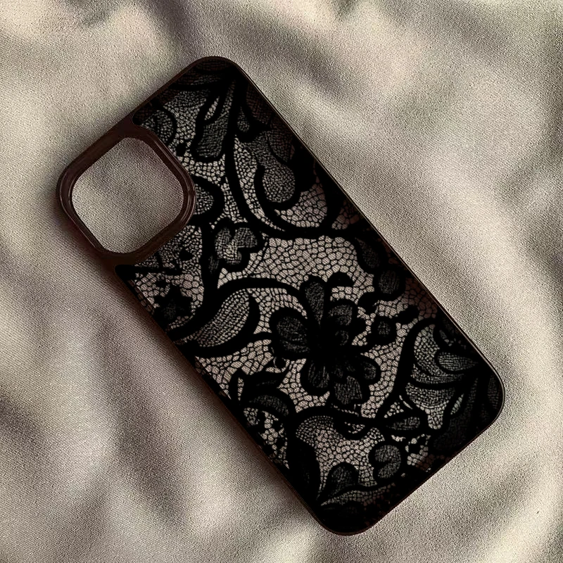 Vintage Luxury Black Lace Phone Case - Elegant Protective Cover