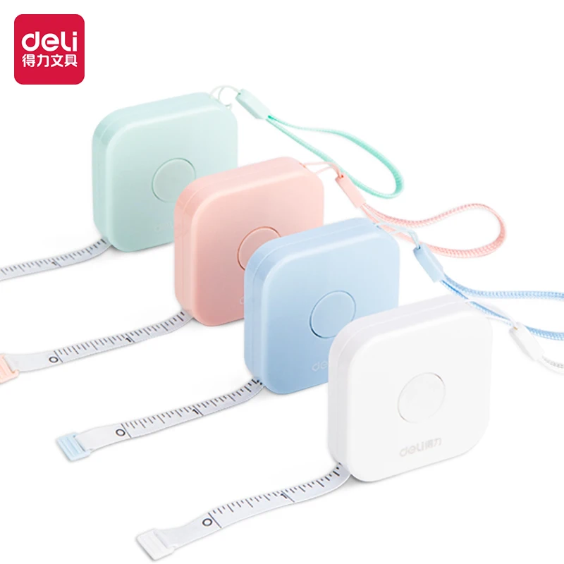 Deli 2-Meter Soft Tape Measure Flexible Telescopic Self-Locking Ruler Centimeter Inch Portable for Human Sewing