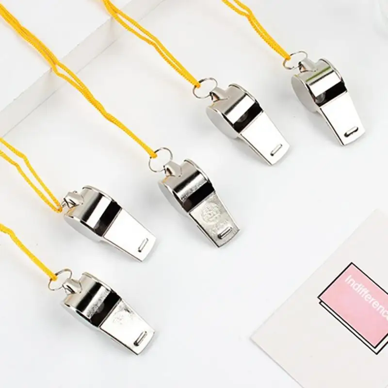 Sport Whistle Metal Whistle Sports Whistle 1pc Metal Whistle Stainless Steel Crisp Loud Hanging Rope Outdoor Sports Camping Hiking Training Game Sports Whistle