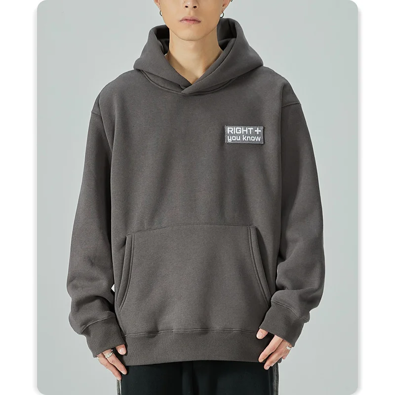 

Men's new autumn and winter fleece thick hoodie loose coat top