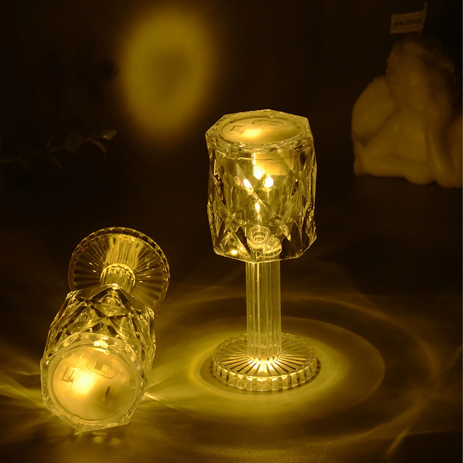 

Crystal Table Lamp Touch Control Atmosphere Night Lights With USB Charging Line Bedside Desk Lamp For Bedroom Living Room Decor