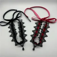 Collier ras du cou gothique en velours pour femmes, avec pendentif goutte d'eau en forme de fleur, Punk, bijoux élégants, accessoire de fête 3