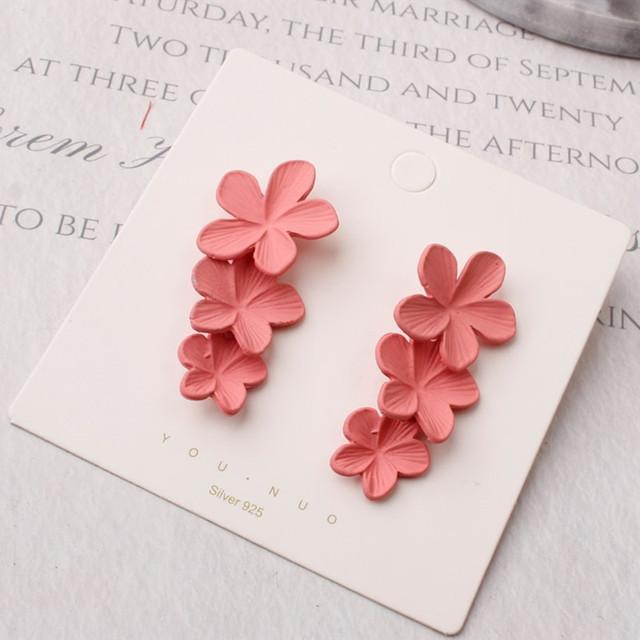 New Korean Acrylic Pink Geometric Earrings for Women Cute Romantic Round Flower Heart Candy Color Fashion Jewelry Brincos