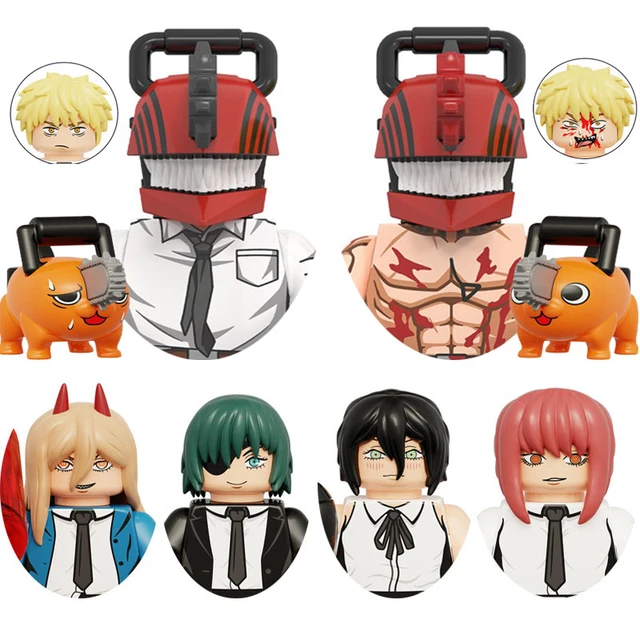 KT1067 Chainsaw Man Anime Denji Pochita Power Electric Times Beam Tolka  Angel Building Blocks Mini-Figures Kids Toys