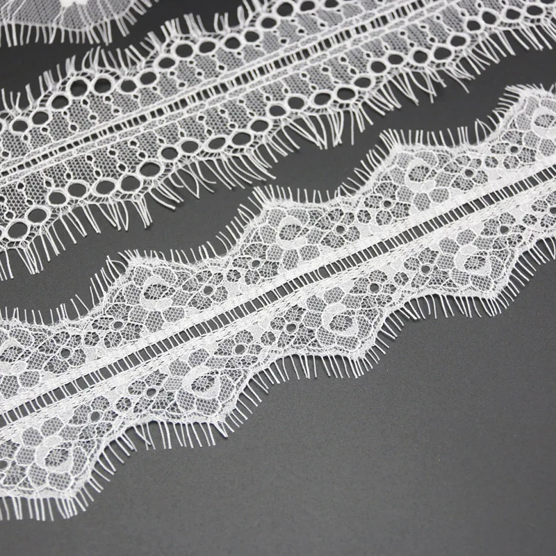 (3 meters/roll) White Eyelash Lace Fabric Sewing Garment Ribbon Wedding Dress Curtain Material Manual DIY Lace