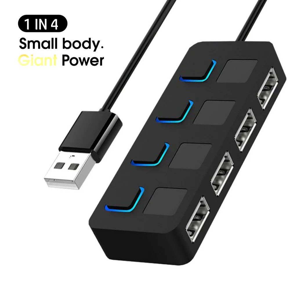 USB 2.0 Hub USB Hub 2.0 Multi USB Splitter Hub Use Power Adapter 4/7