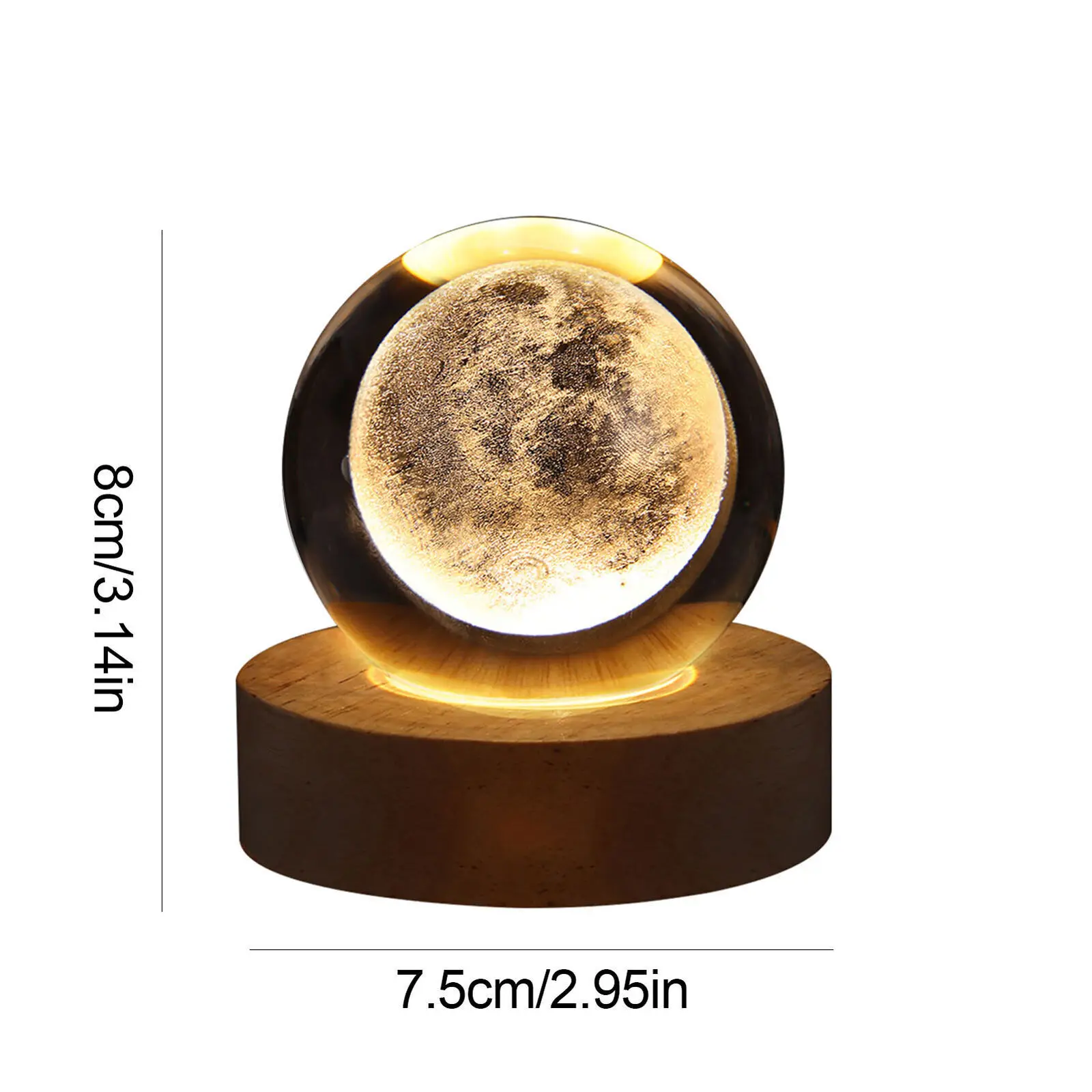 Veilleuse Boule De Cristal 3D, Lampe De Nuit Boule De Verre Avec