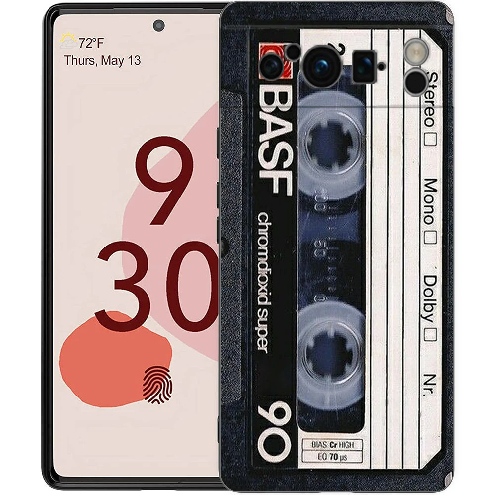 Retro Cassette Tape Style Shockproof Silicone Phone Case - Black Cover s