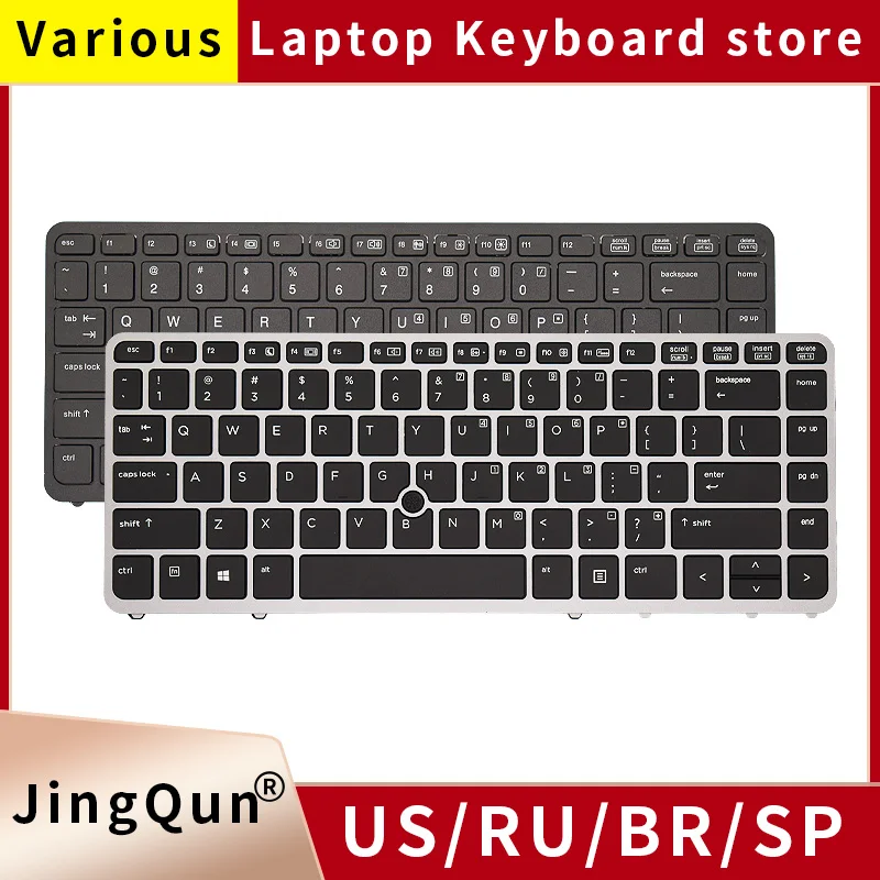 Teclado Portátil para hp Elitebook Eua Russo Retroiluminado Preto Moldura de Prata 850 g1 840 g2 Zbook 14 Novo
