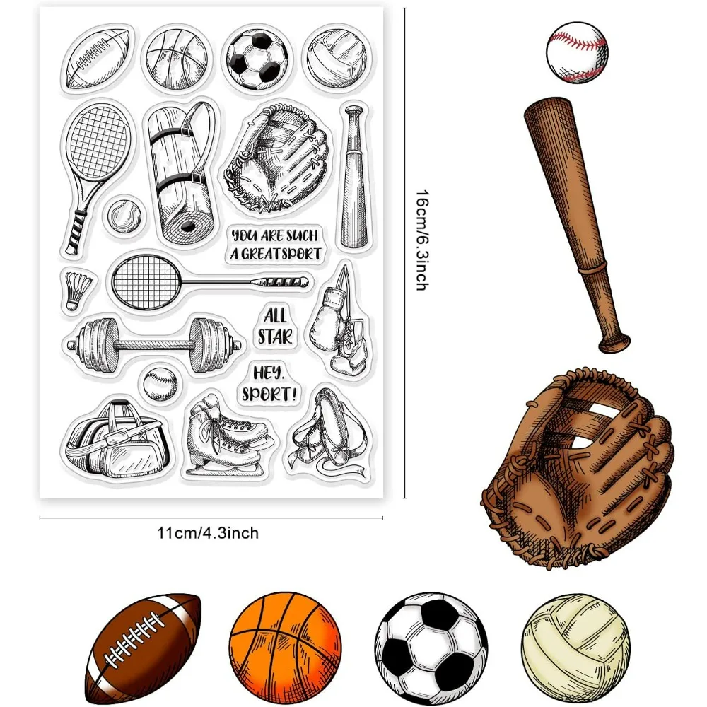 Clear Silicone Stamps Sport Clear Stamps Vintage Transparent Silicone Rubber Scrapbooking for Card Making