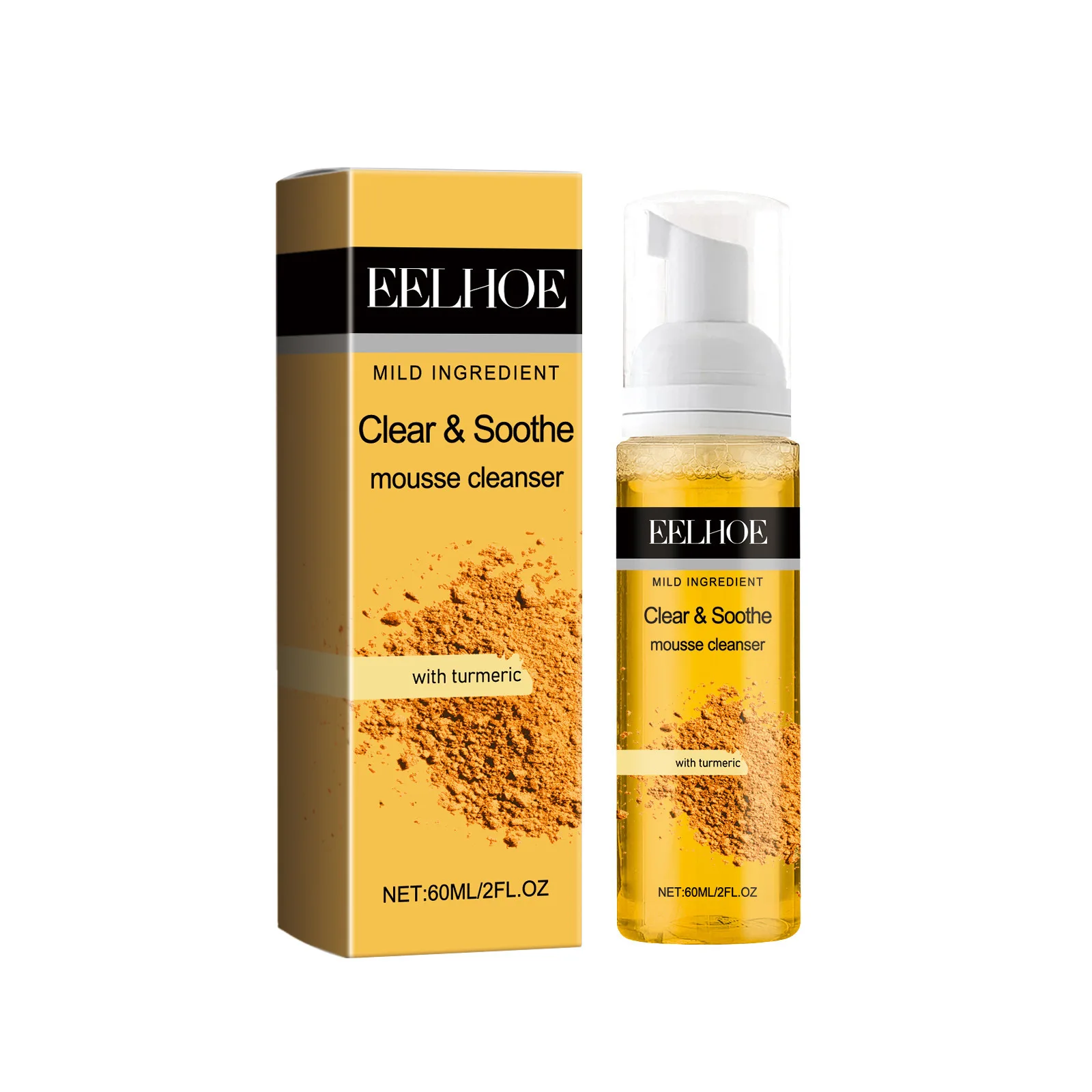 Turmeric Mousse Cleanser Face Cleaning Shrink Pores Oil Control Dull Skin Brightening Hydrated Facial Contour Foaming Cleanser 2
