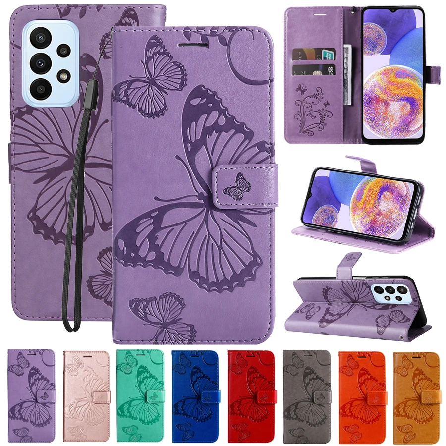 Portafoglio Custodia In Pelle Goffrata A Farfalla Per Samsung Galaxy A11 A12 A13 A20S A22 A23 A31 A32 A33 A34 5G A51 A52 A54 5G A71 A72 A73