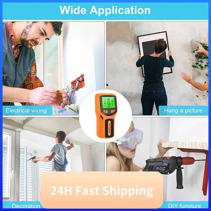 5 In 1 Wall Scanner Stud Detector Digital Handheld Wall Detector PVC Water Pipe Metal Finder Scanner Orange Easy To Use