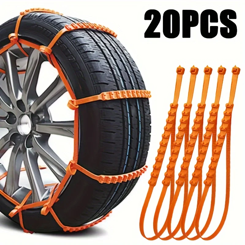 10/20pcs Car Tire Chains Winter Snow Anti-Skid Tyre Cable Ties Auto Outdoor Snow Tire Tyre Anti Skid Chain Emergency Accessories
