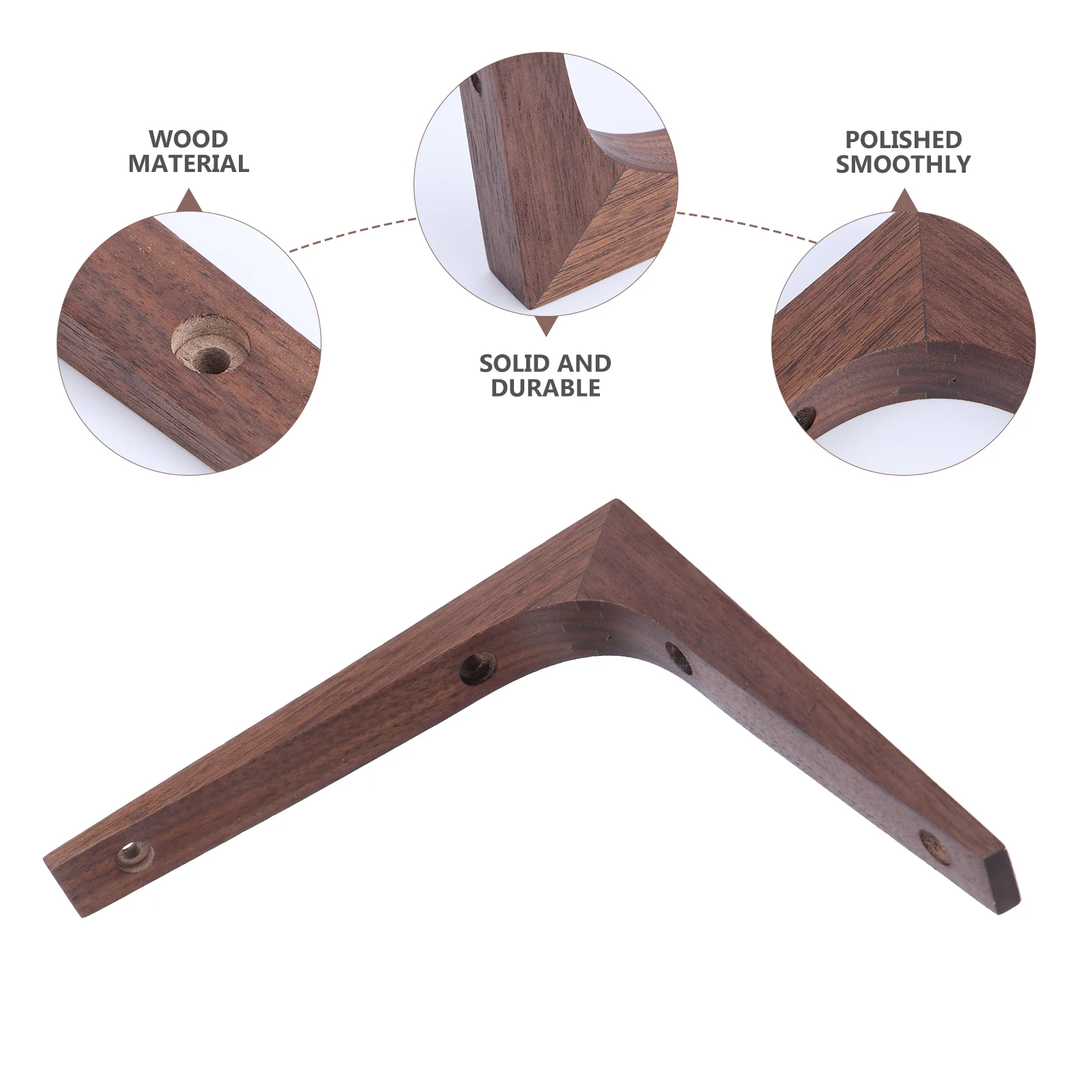 Floating Shelf Brackets Black Walnut Wood Shelf Wall Mounted Shelves Corner Brace Brackets Home Decoration Accessories Durable