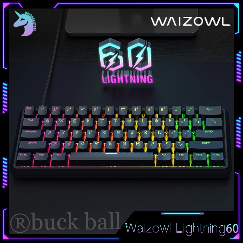 Waizowl Lightning60 유선 기계식 키보드, 마그네틱 스위치 키보드, 가스켓 핫스왑 RGB 오피스 게이밍 키보드, FPS RTS 선물