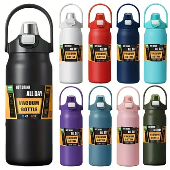 Thermos Vacuum Stainless Cup Thermal Cold Hot Insulated Stainless Steel Water Bottle with Straw Water Bottles