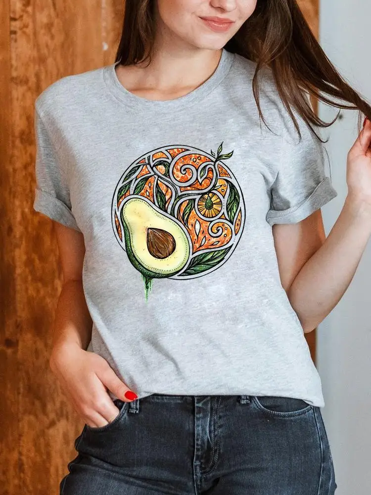 

Avocado Cartoon Style 90s Short Sleeve Printed Women Clothing Female T Fashion Casual Tee Summer Clothes Graphic T-shirts