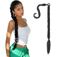 Extensions de perruque queue de cheval synthétiques longues et droites tresses de boxe 32 pouces extensions de cheveux de coiffure noir blond brun pour les femmes 3