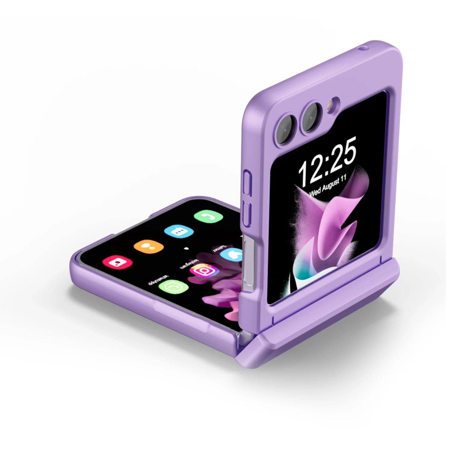 For Samsung Galaxy Z Flip 5 Case Colorful Matte Glitter Magnetic Wireless Charging Folding Hingle With Mirror Film Hard Cover