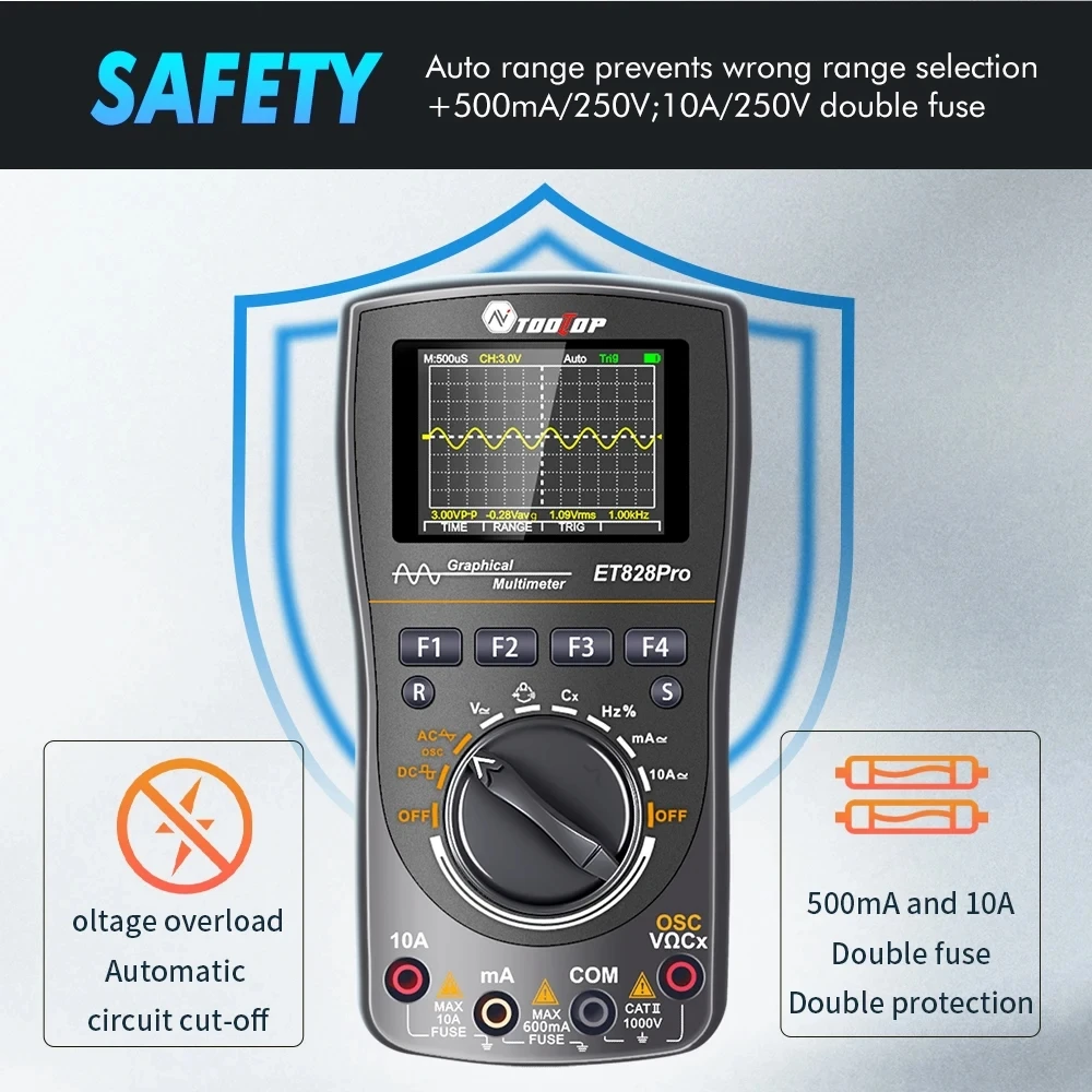 TOOLTOP ET828 Pro 50Msp/s Handheld Digital Oscilloscope Multimeter - Image 6