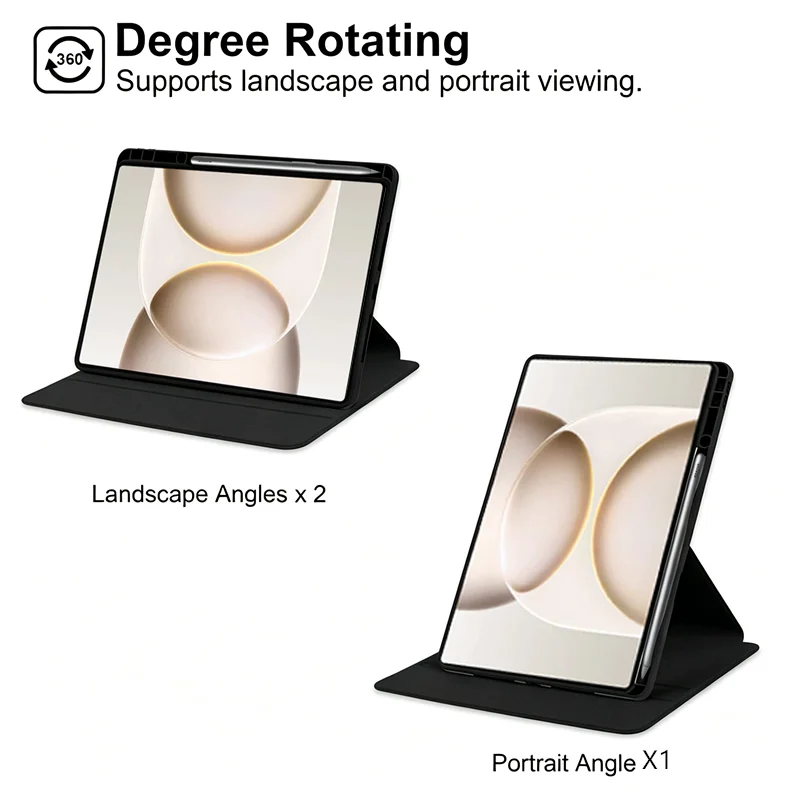 Enhanced Tablet Case with Pen Holder and 360° Rotating Acrylic Stand