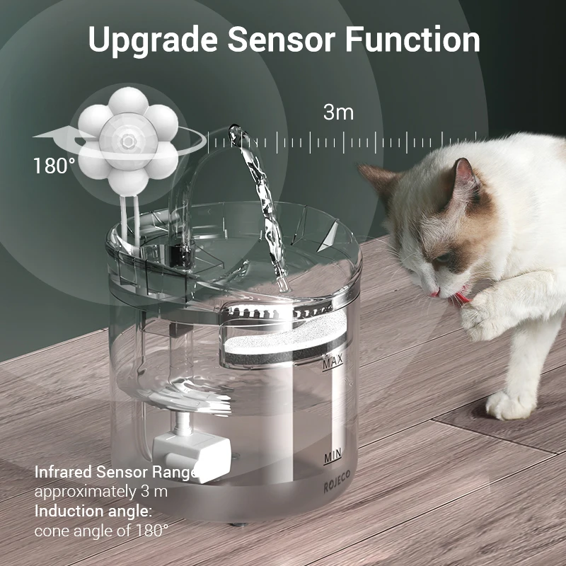 2L Cat Water Fountain Filter Automatic Sensor Drinker For Cats Feeder