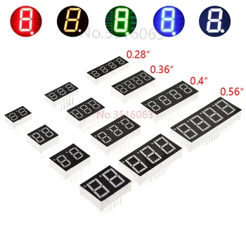 Display a tubo digitale a LED da 5 pezzi, 0,28/0,36/0,4/0,56/0,8 pollici, 1/2/3/4 bit, 7 segmenti, catodo/anodo comune, rosso/bianco/giallo/verde/blu