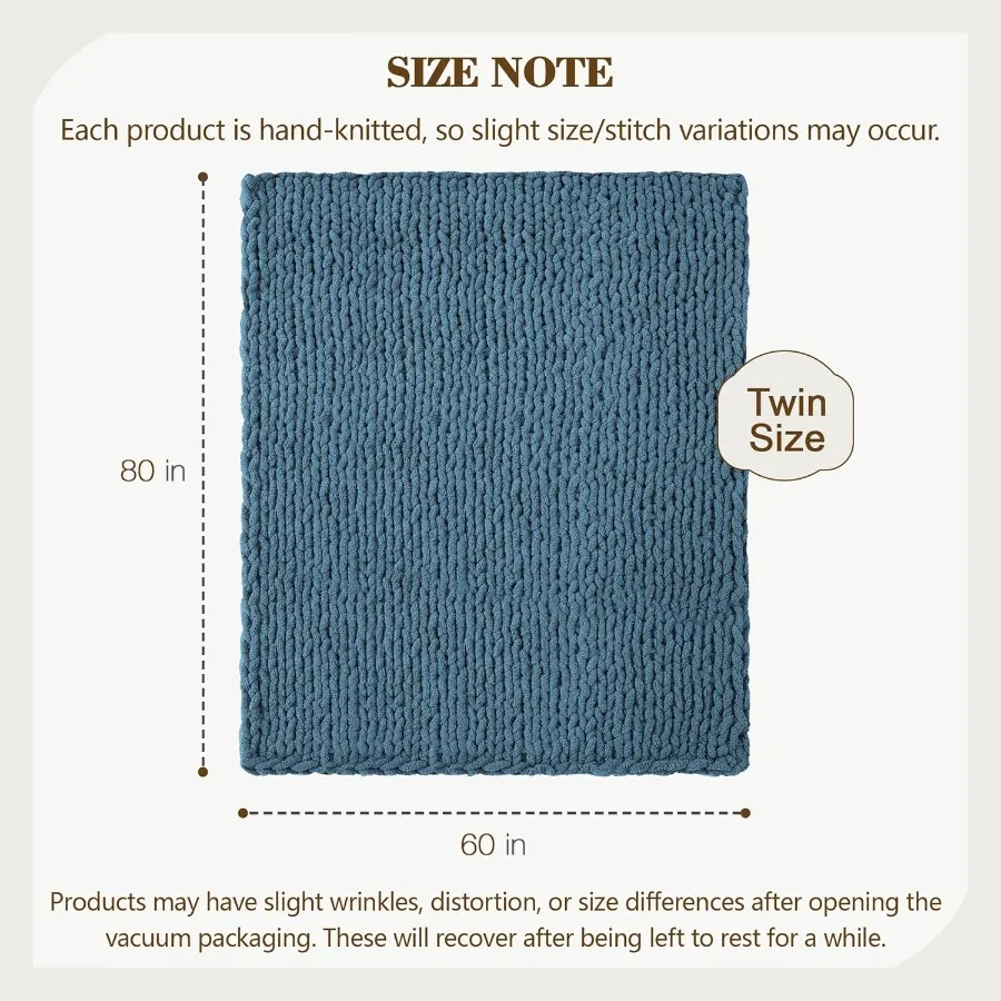 Chunky Knit Throw Blanket 60 X 80 Twin Size 100 Hand Made Large Chenille Loop Yarn Soft Fluffy Throws for Couch Sofa Bed Big Cr