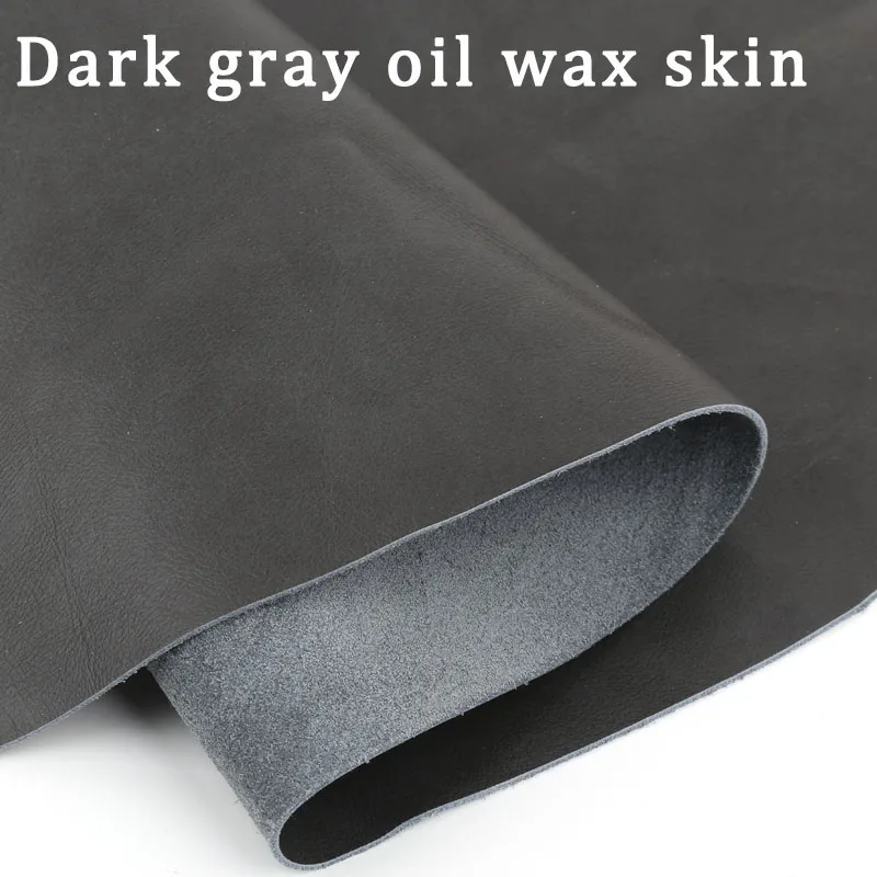 Dark Gray European Soft Oil Wax Cowhide Leather - 1.2mm Thickened Premium Material