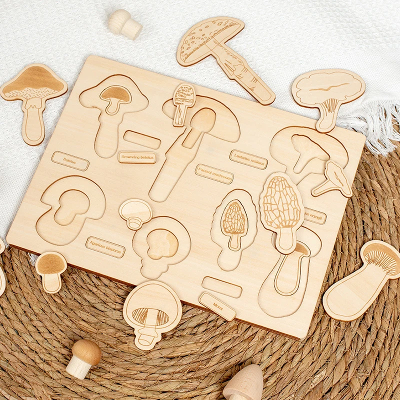Montessori Dinosaur Mushroom Wooden Puzzles Life Cycle Toy Plant Growth Cycle Science Teaching Aids Learning Education Toys Gift 2