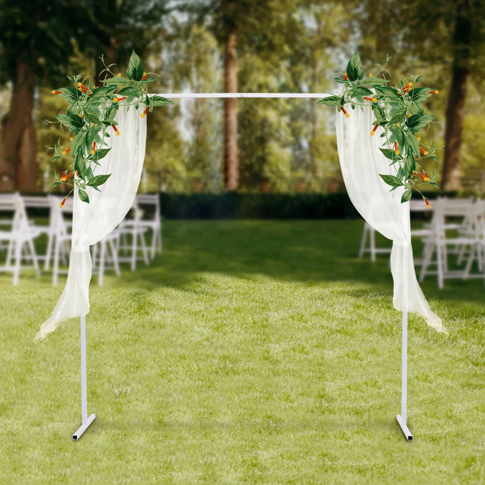 

6.6ft Square Metal Wedding Arch Stand Backdrop Rack Garden Arbor Party Decoration Indoor and Outdoor