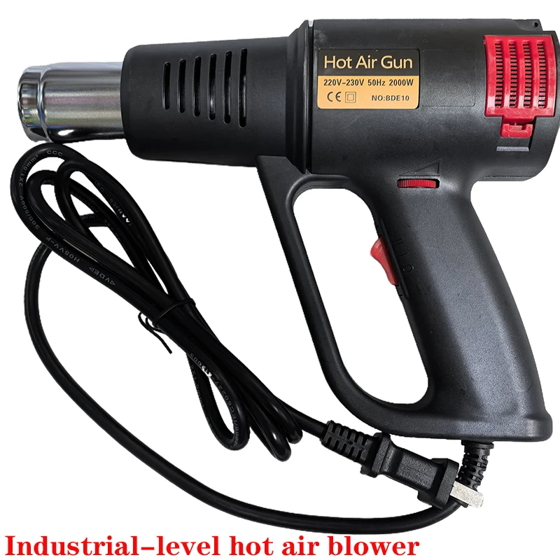 Hot Air Gun Industrial Heating Hair Dryer Shrink Tube 2000W Hair Dryer Heat Shrinkable Film Heating Packaging Heating Hair Dryer Adjustable Temperature 2