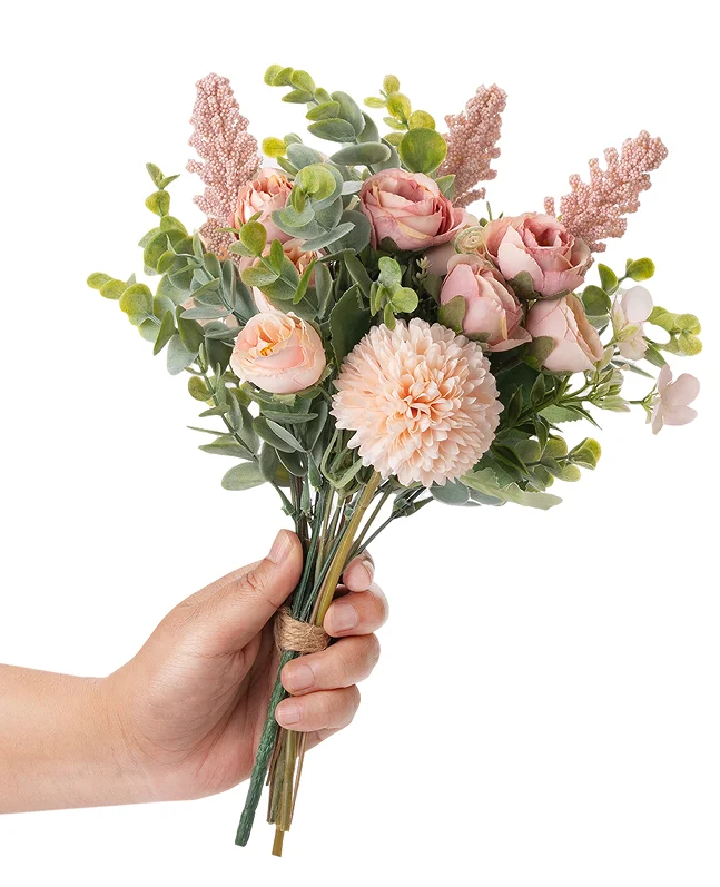 Pfingstrose Rose künstliche Blumen Hochzeit Dekor Eukalyptus Braut hält Blumenstrauß Weihnachtsfeier arrangieren Seide Kunststoff gefälschte Blumen – Detail 8