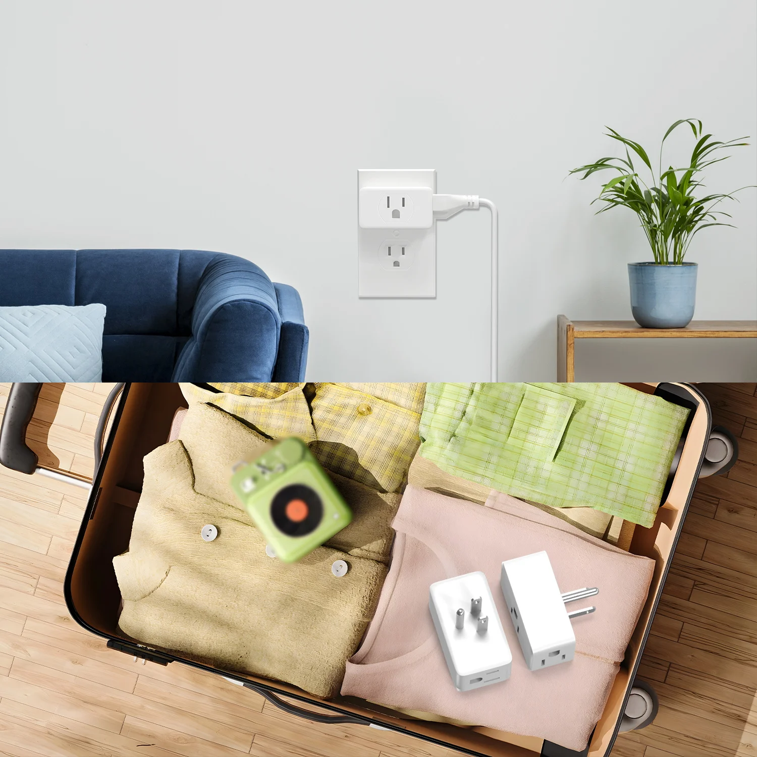 Description Picture 6 of item3pcs US Wall Plug Adapter with 3 AC Outlet Extender Multiple Socket Power Strip Electrical Outlet for Home Office White